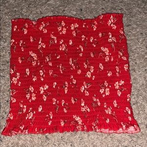 Red flower tube top